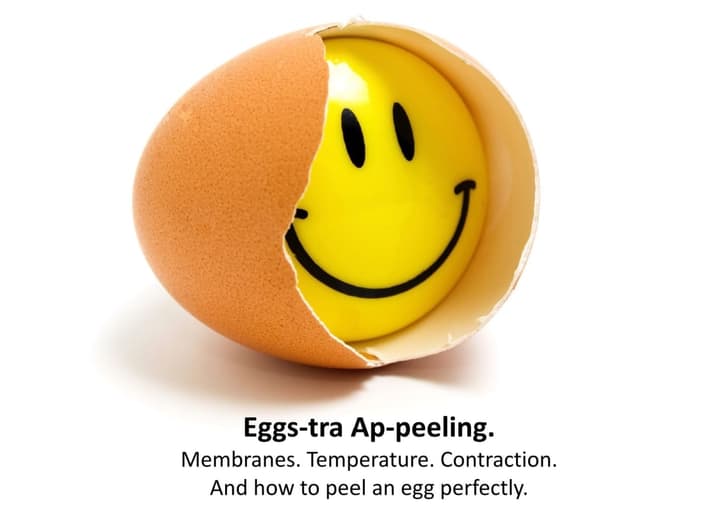 Smiling egg - peeling the perfect egg is about getting the temperature difference right.