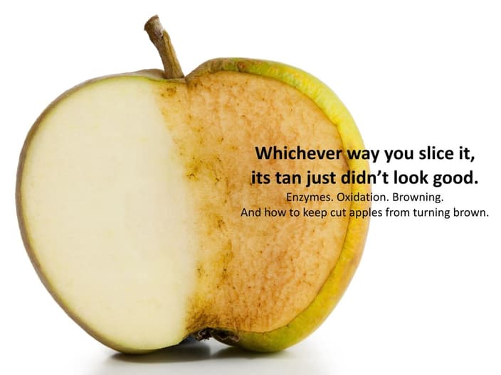 enzymatic browning in one half of apple
