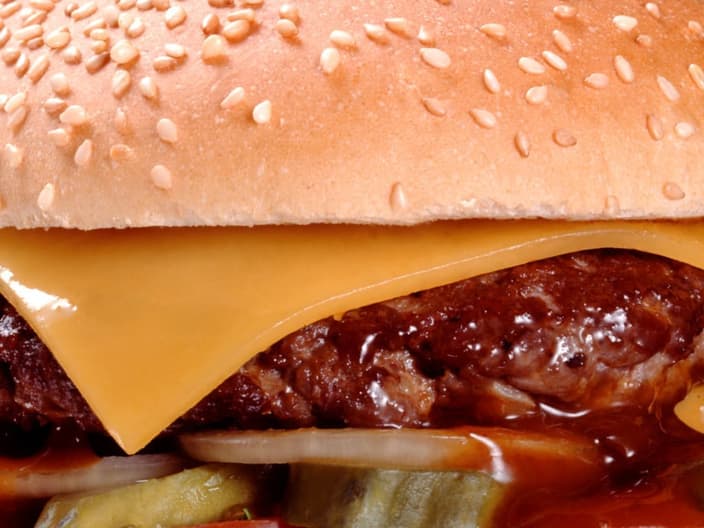 close up of a burger