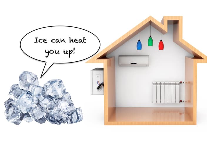latent heat when ice freezes can be used to heat houses