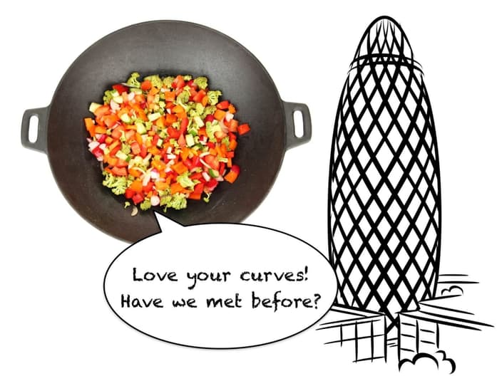 curves on woks and buildings