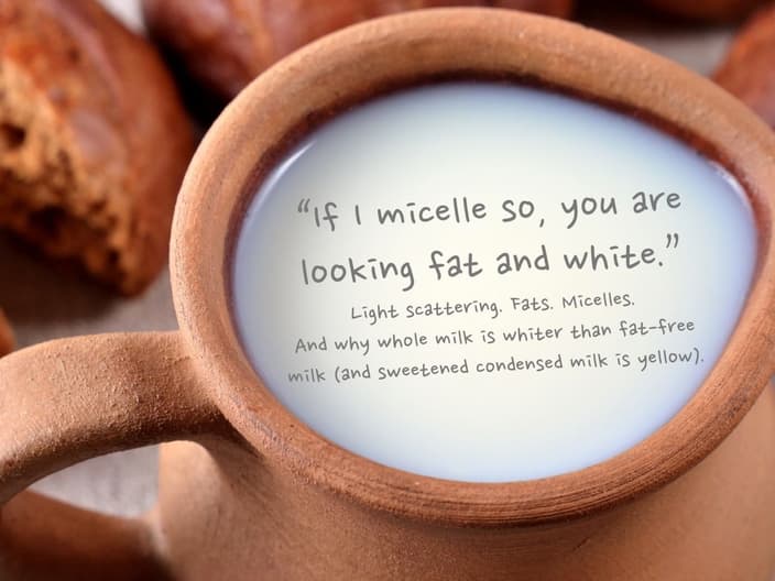 whole milk has more fat to scatter light