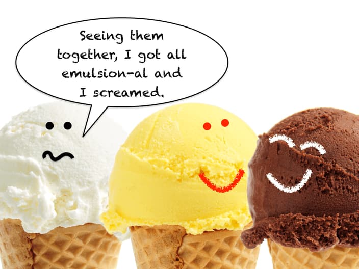 egg yolks are emulsifiers that create the emulsion of ice crystals and fats to make ice cream