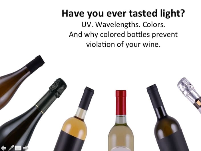 wine bottles in a semi-circle