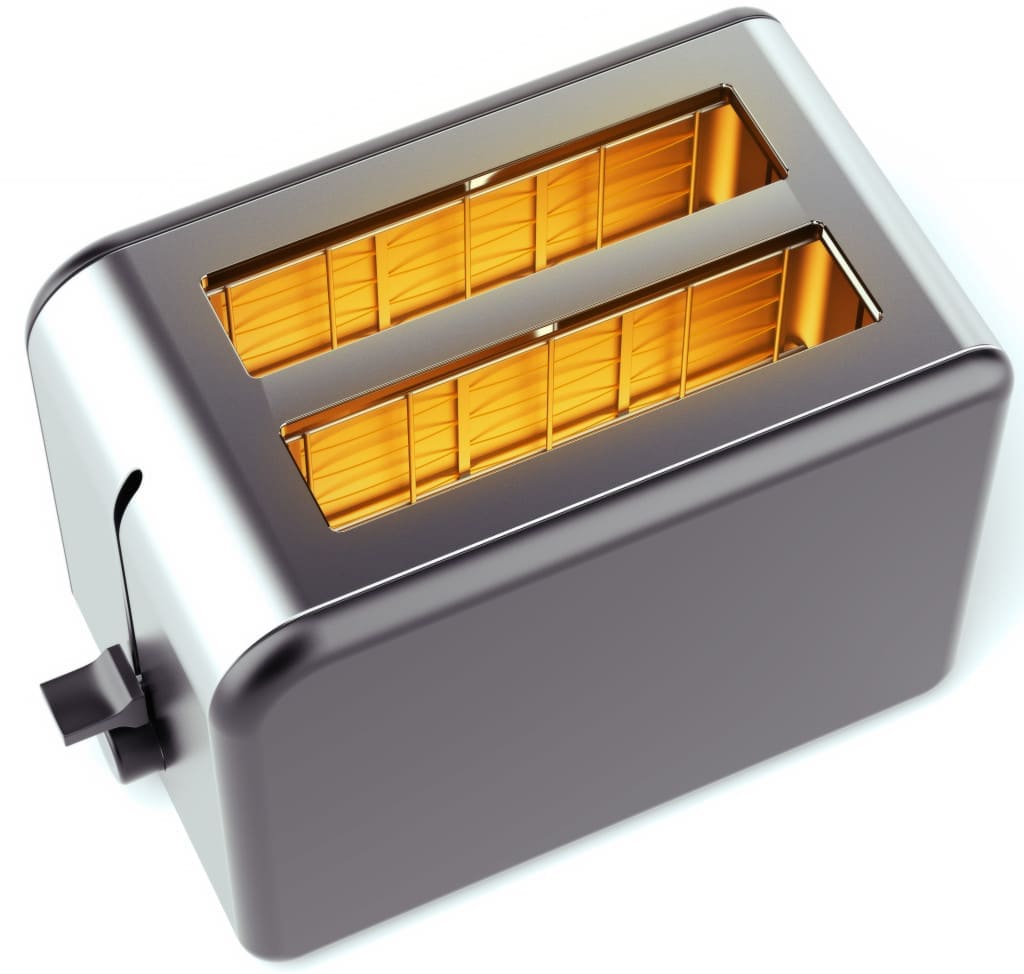 Chrome toaster isolated on a white background.