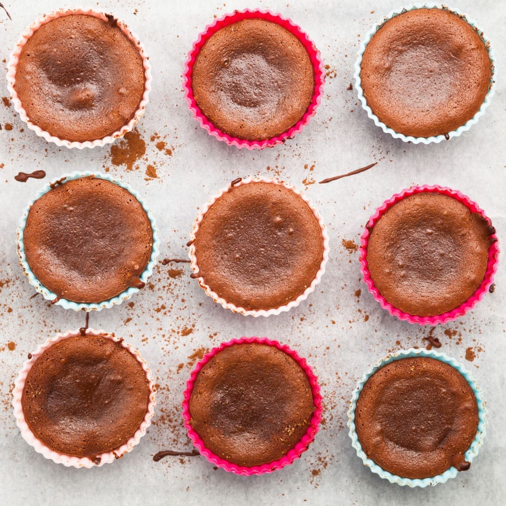 after baking, or half-baked, molten chocolate lava cake