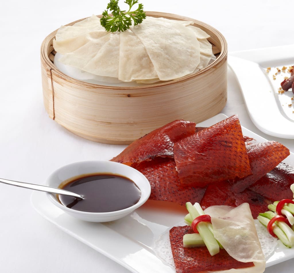 peking duck and garnishes