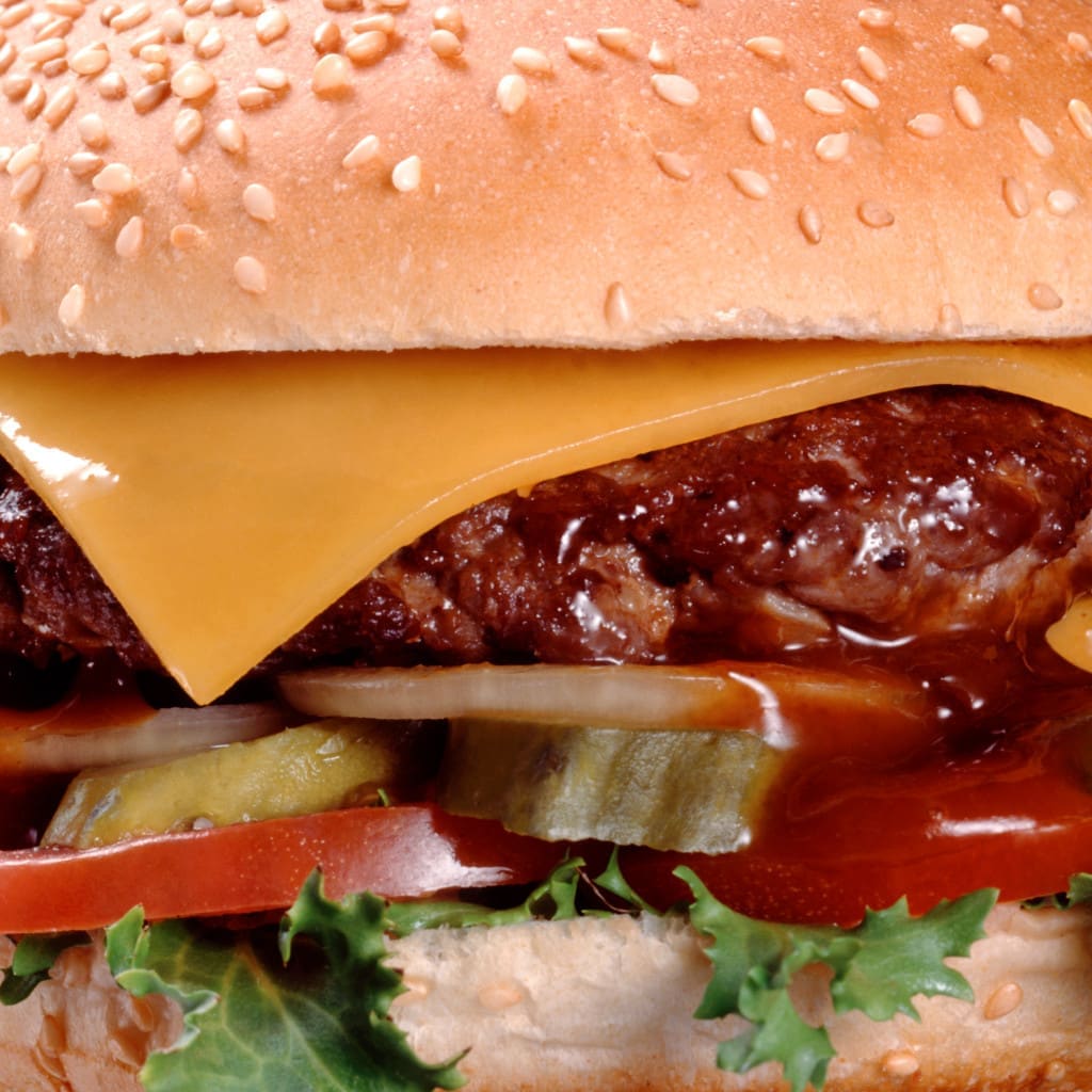 close up of a burger