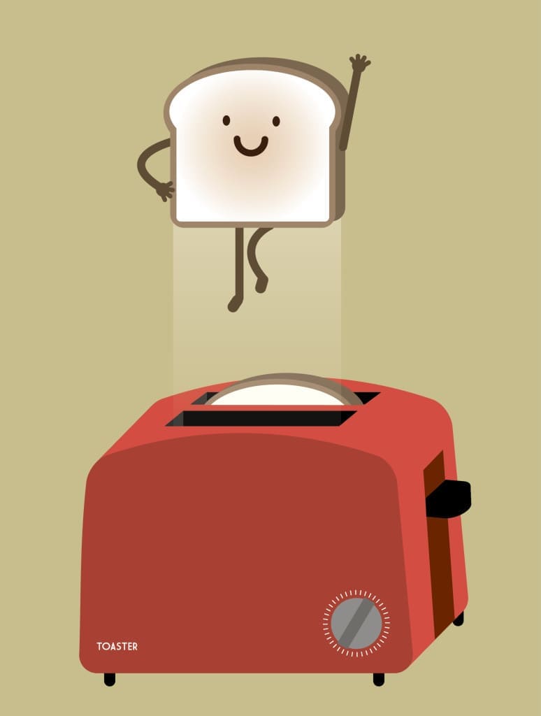 bread popping out of toaster