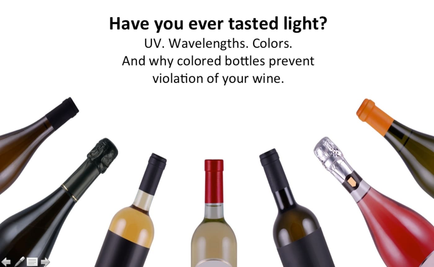 wine bottles in a semi-circle