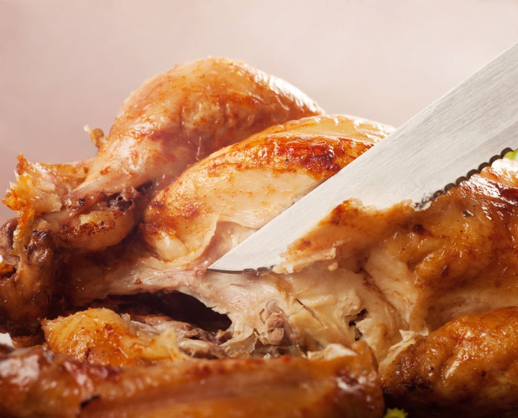 osmosis and diffusion - knife cut through the roast chicken