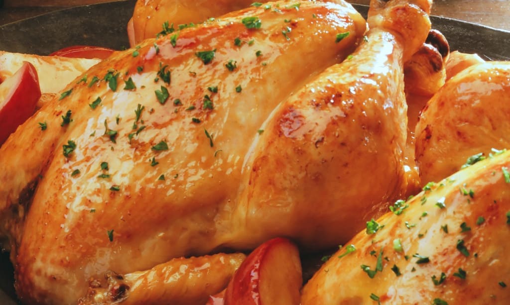 different parts, different collagen content e.g. roast chicken,