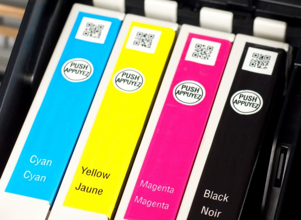 subtractive colors - pigments and inks such as printer catridges