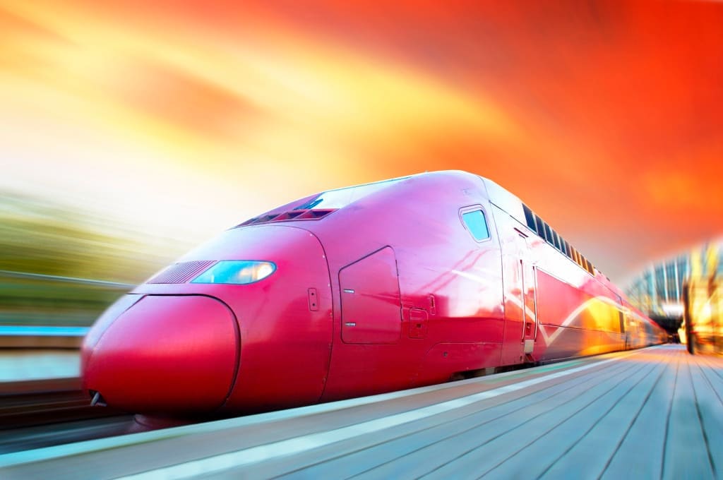 High-speed train with motion blur outdoor