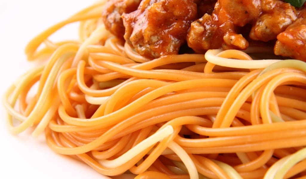 gelatin strands like tangled noodles/spaghetti