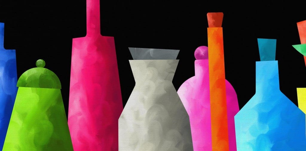 abstract background with colored bottles