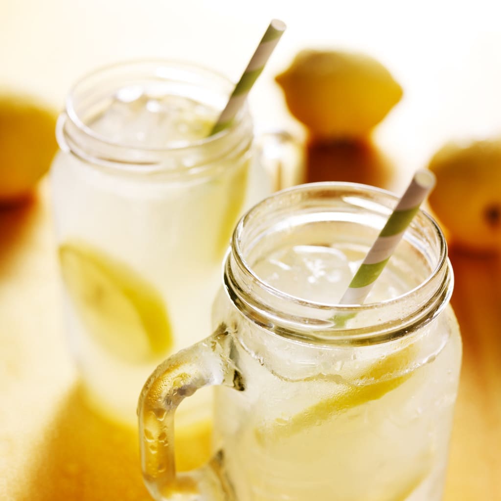 citric acid, water, sugar - homemade lemonade in mason jars