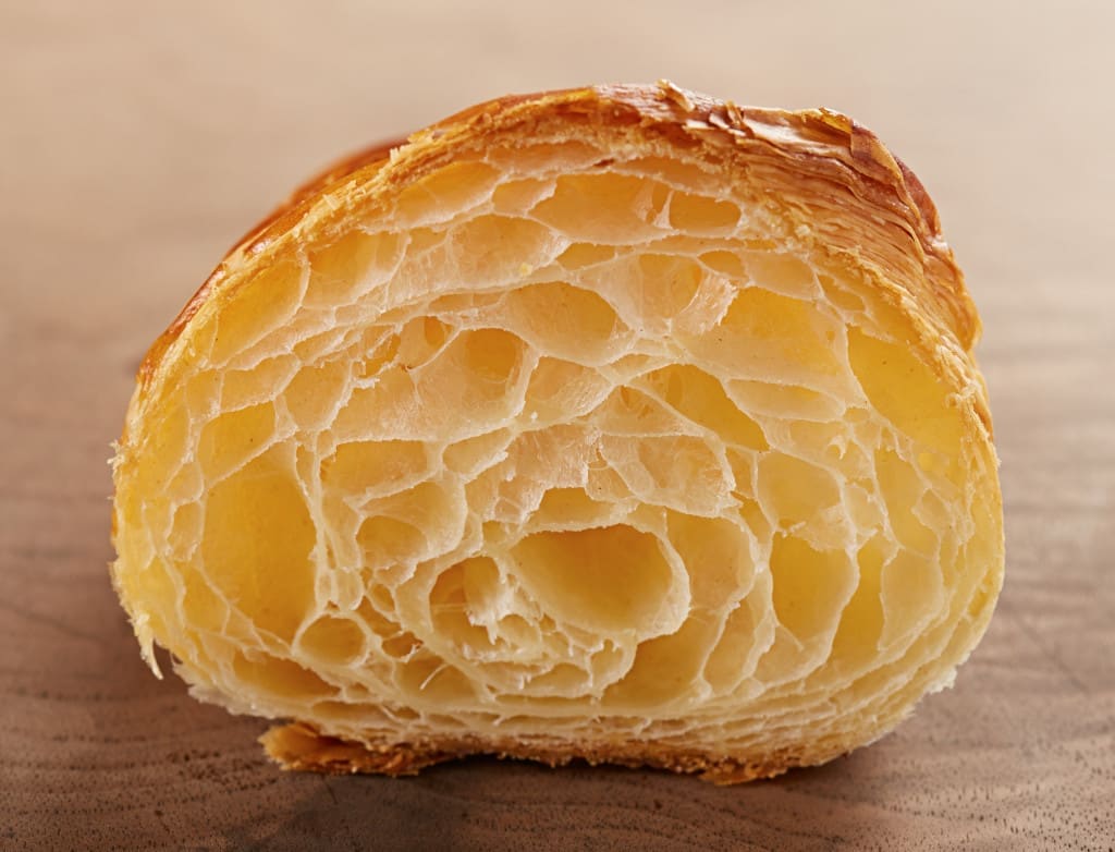 French croissants - air pockets created make the pastry fluffy