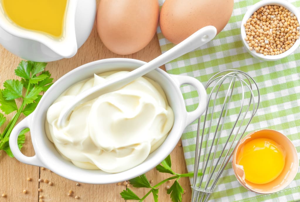 Like ice cream, mayonnaise is also an emulsion with egg yolks as the emulsifiers
