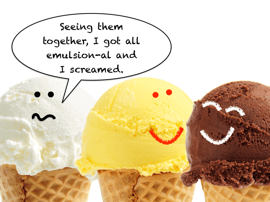 egg yolks are emulsifiers that create the emulsion of ice crystals and fats to make ice cream