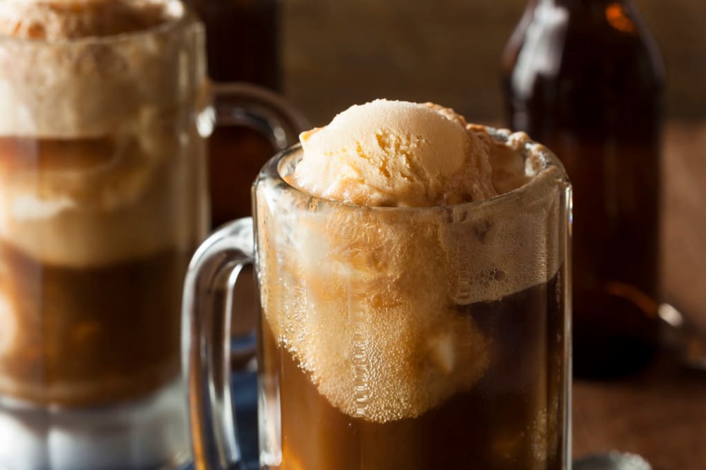 Refreshing Root Beer Ice Cream Float with Vanilla Ice Cream