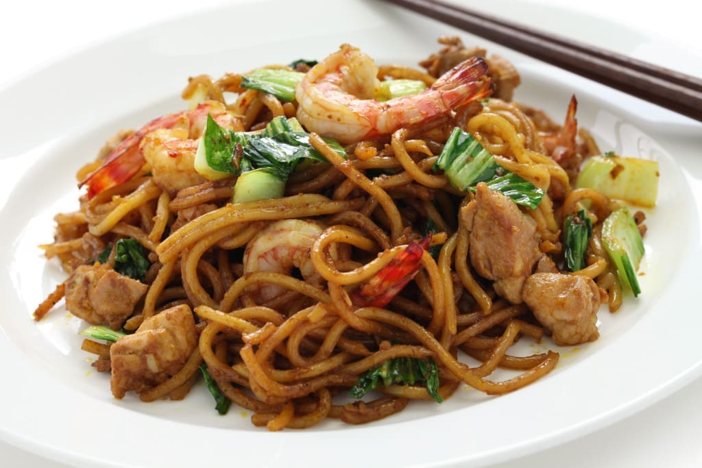 In Indonesia, noodles can be friend with kecap manis (a type of sweet soya sauce0