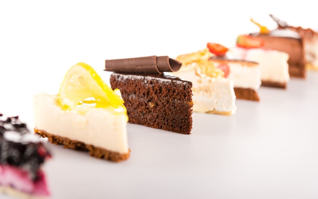 color wheel contrast cake Slice cake selection delicious sweet tart