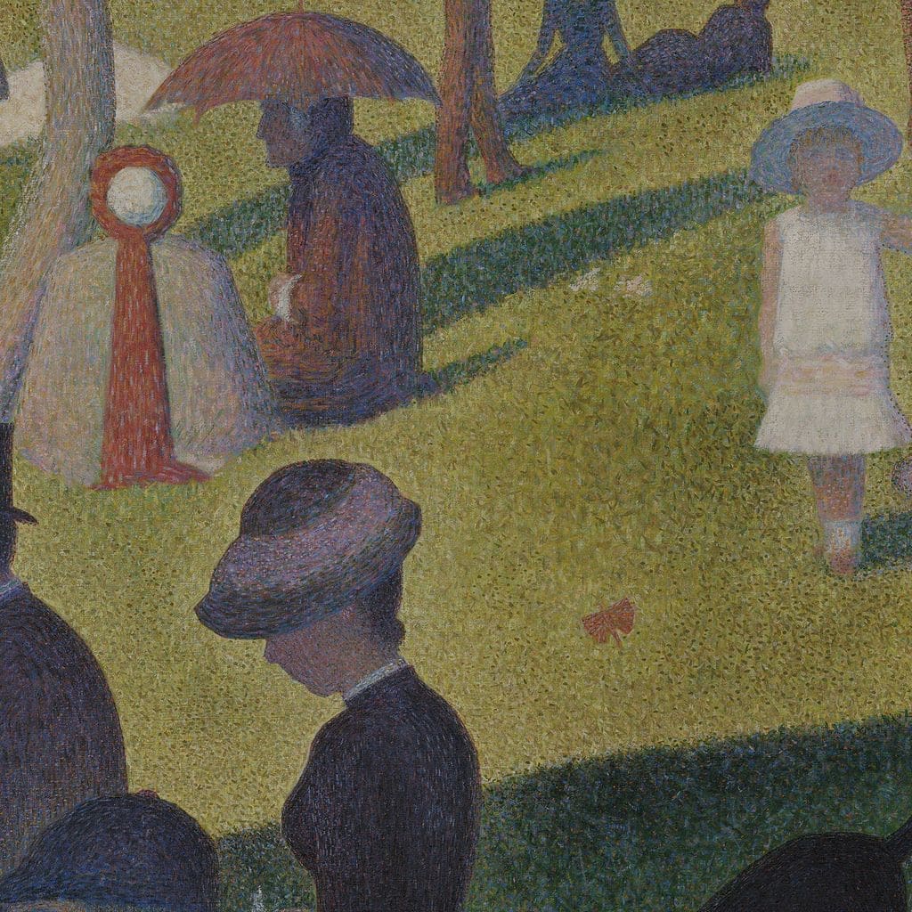 A close-up of the painting that shows the clear contrast of distinct colors.